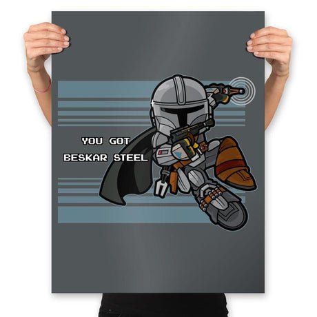 Mega Man-dalorian - Prints Posters RIPT Apparel 18x24 / Charcoal