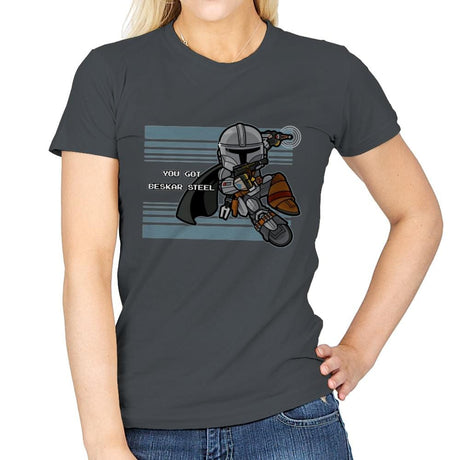 Mega Man-dalorian - Womens T-Shirts RIPT Apparel Small / Charcoal