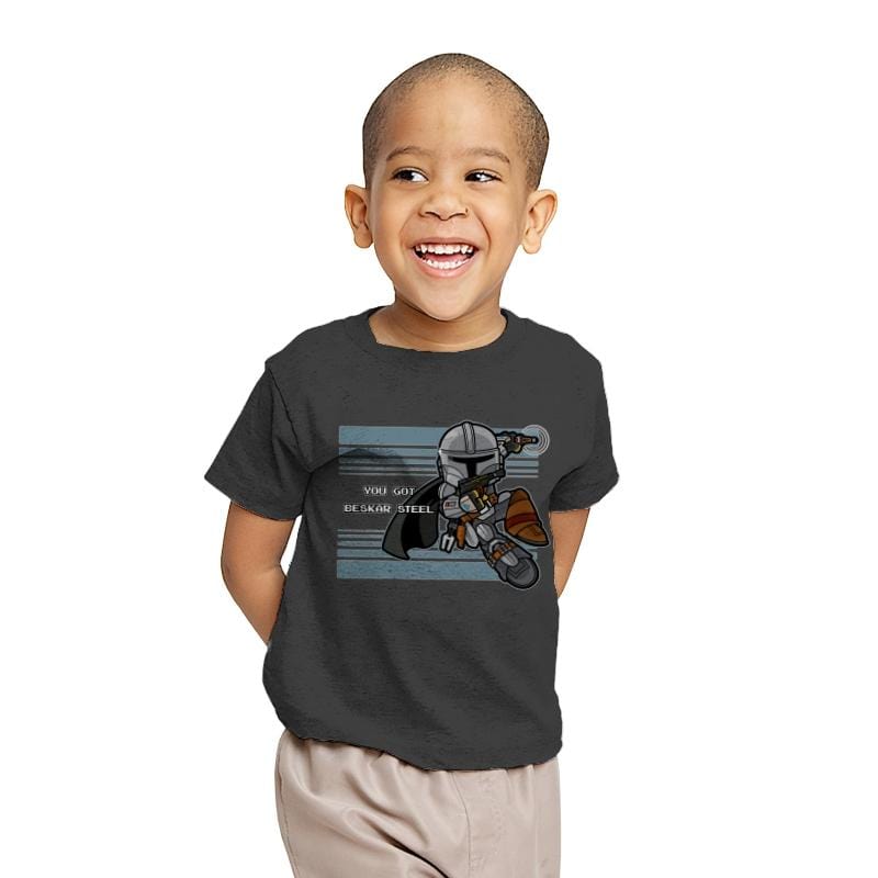 Mega Man-dalorian - Youth T-Shirts RIPT Apparel X-small / Charcoal