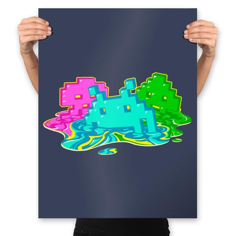 Melted Invaders - Prints Posters RIPT Apparel 18x24 / Navy