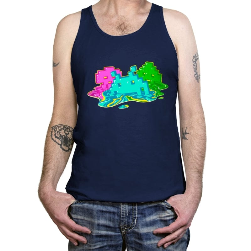 Melted Invaders - Tanktop Tanktop RIPT Apparel X-Small / Navy