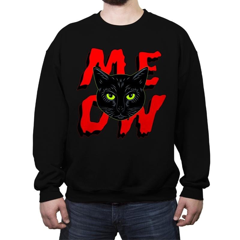 MEOW Cat - Crew Neck Sweatshirt Crew Neck Sweatshirt RIPT Apparel Small / Black