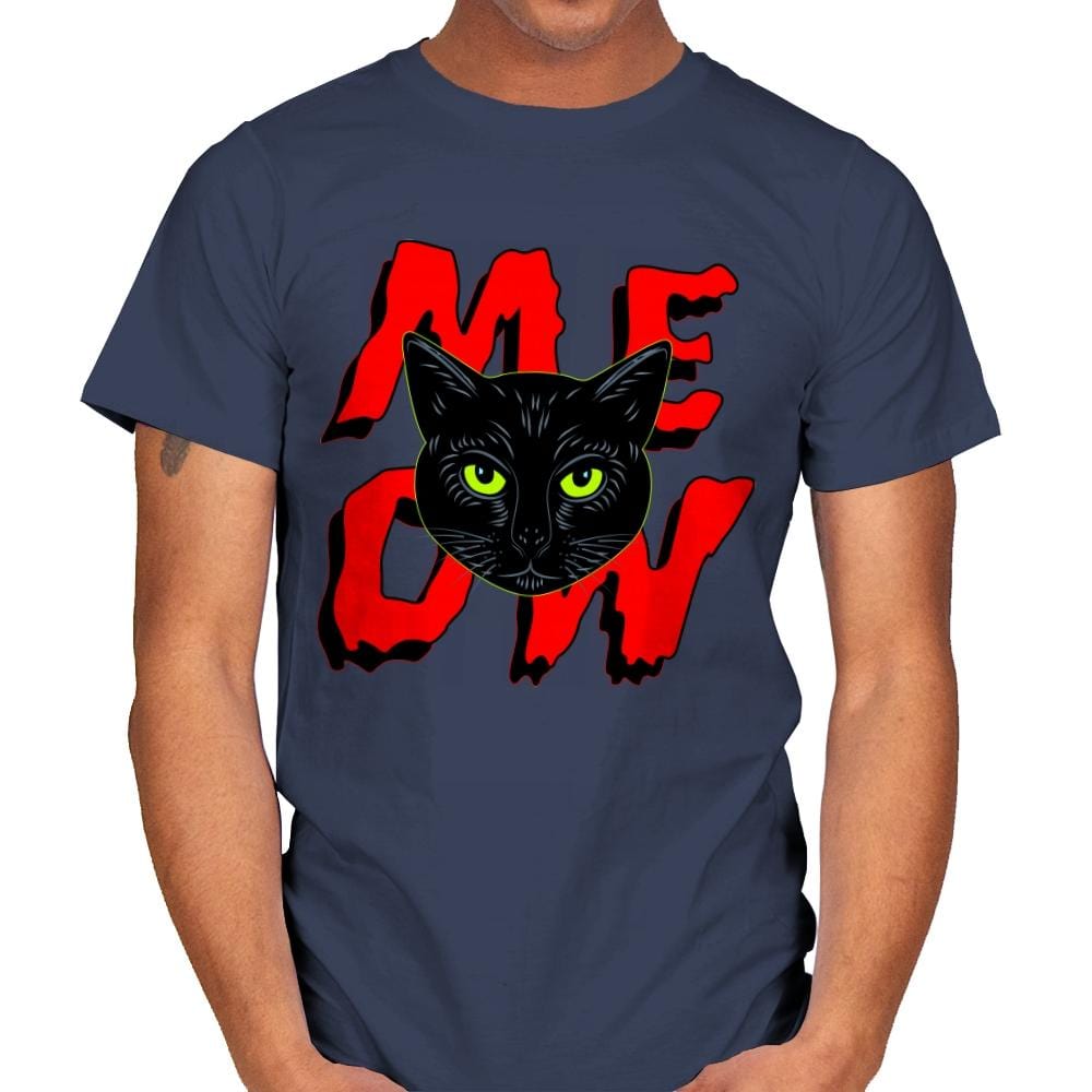 MEOW Cat - Mens T-Shirts RIPT Apparel Small / Navy