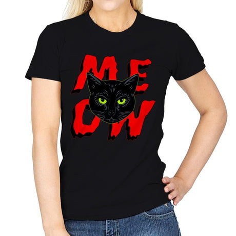 MEOW Cat - Womens T-Shirts RIPT Apparel Small / Black