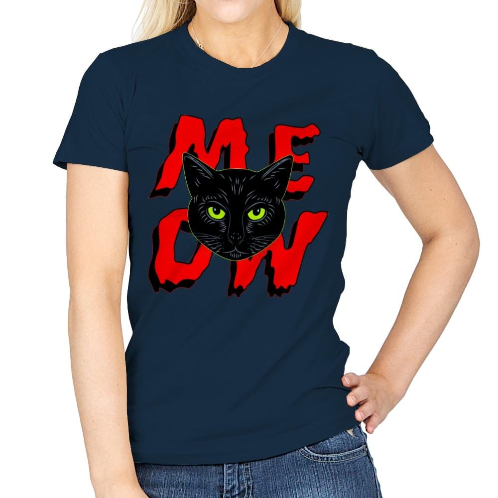 MEOW Cat - Womens T-Shirts RIPT Apparel Small / Navy