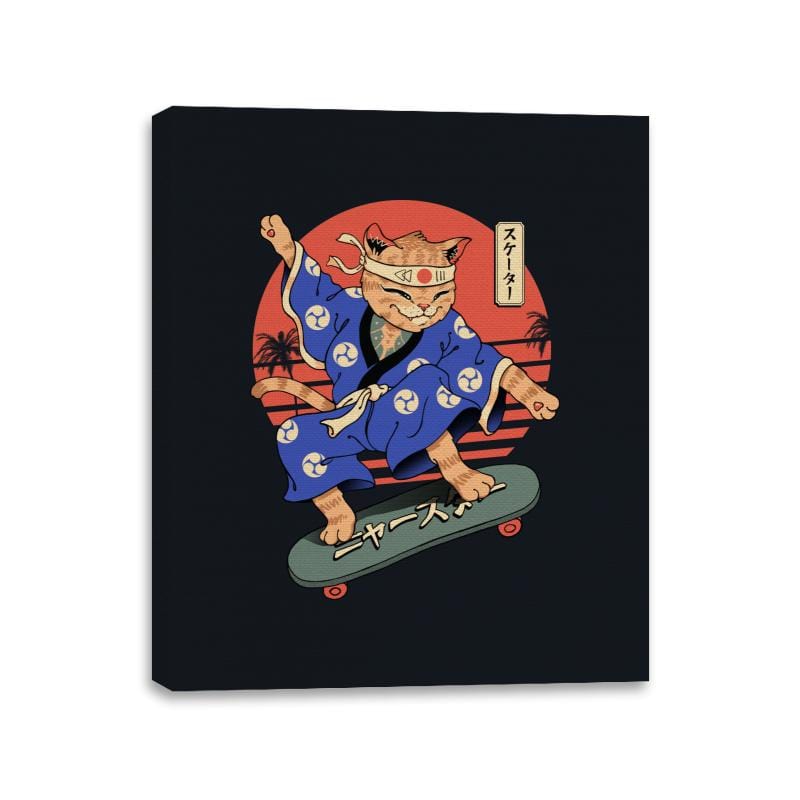 Meowster Skater I - Canvas Wraps Canvas Wraps RIPT Apparel 11x14 / Black