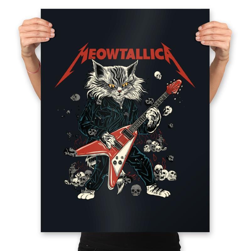 Meowtallica - Prints Posters RIPT Apparel 18x24 / Black