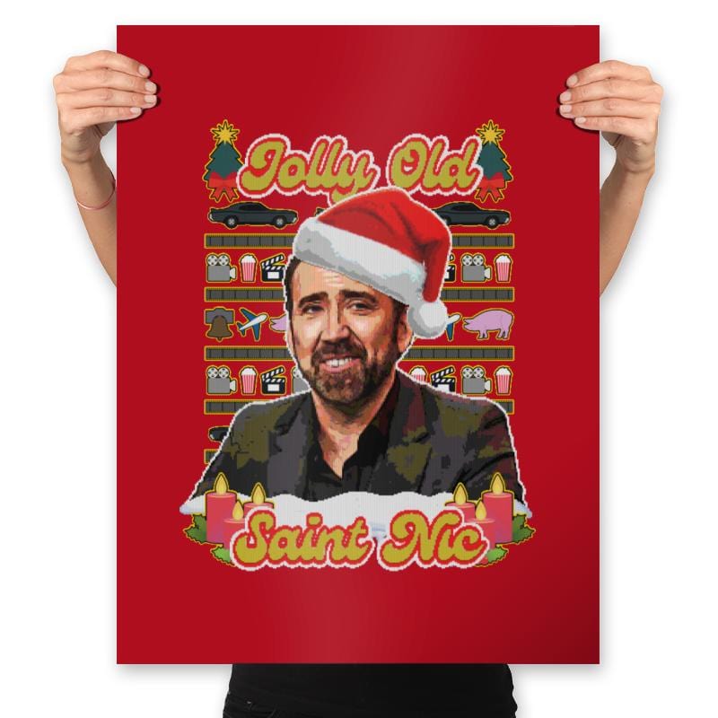 Merry Cagemas (and Happy Nic Year)! - Prints Posters RIPT Apparel 18x24 / Red