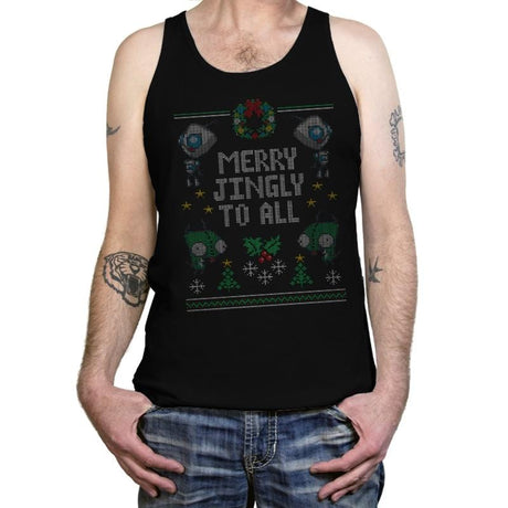 Merry Jingly - Ugly Holiday - Tanktop Tanktop RIPT Apparel X-Small / Black