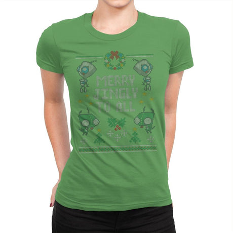 Merry Jingly - Ugly Holiday - Womens Premium T-Shirts RIPT Apparel Small / Kelly Green