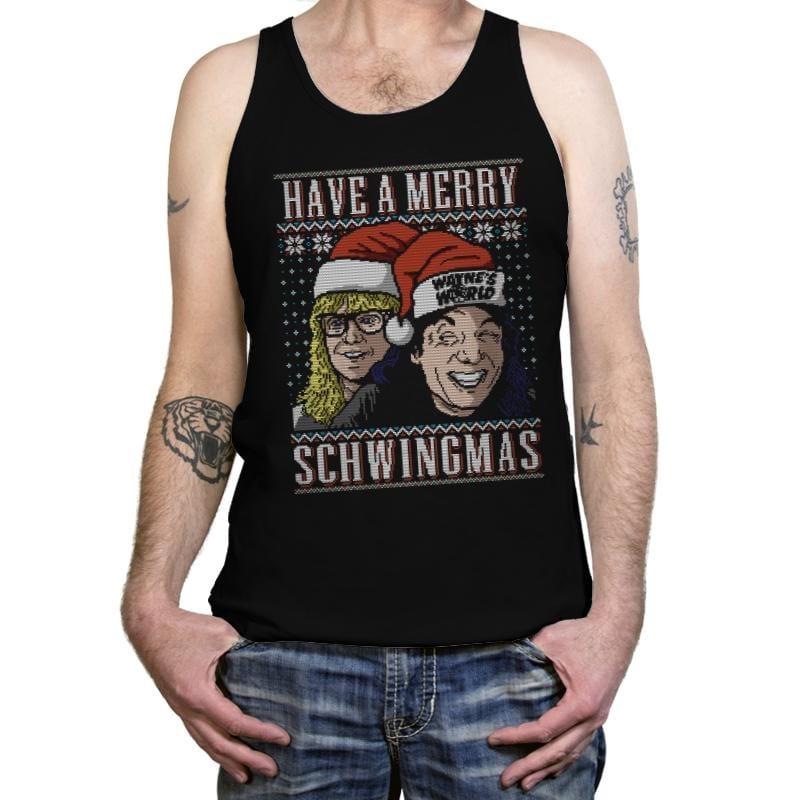 Merry Schwingmas - Ugly Holiday - Tanktop Tanktop RIPT Apparel X-Small / Black