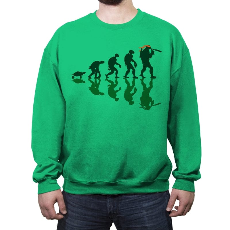 Michelangelo Evolution - Crew Neck Sweatshirt Crew Neck Sweatshirt RIPT Apparel Small / Irish Green