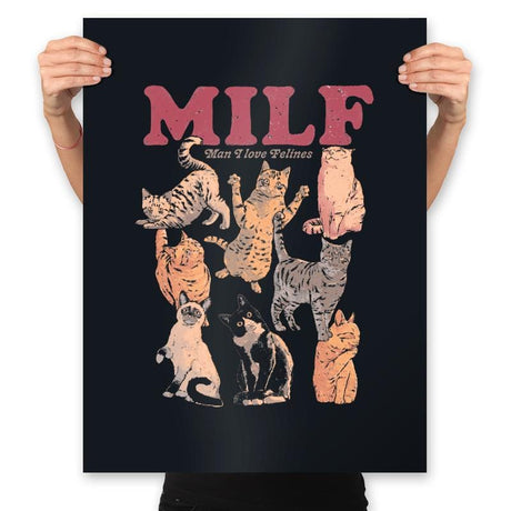 MILF Man I Love Felines - Prints Posters RIPT Apparel 18x24 / Black