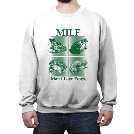 Milf - Man I Love Frogs - Crew Neck Sweatshirt Crew Neck Sweatshirt RIPT Apparel Small / White