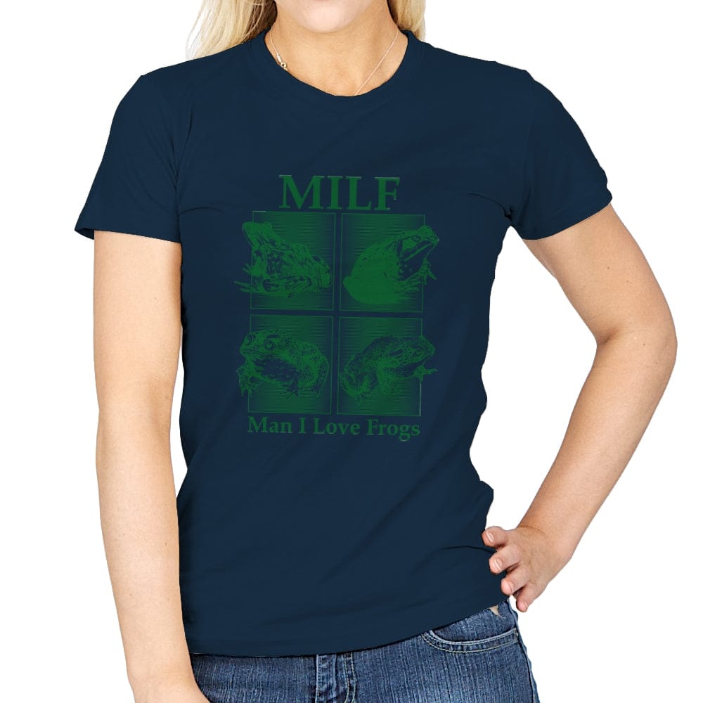 Milf - Man I Love Frogs - Womens T-Shirts RIPT Apparel Small / Navy