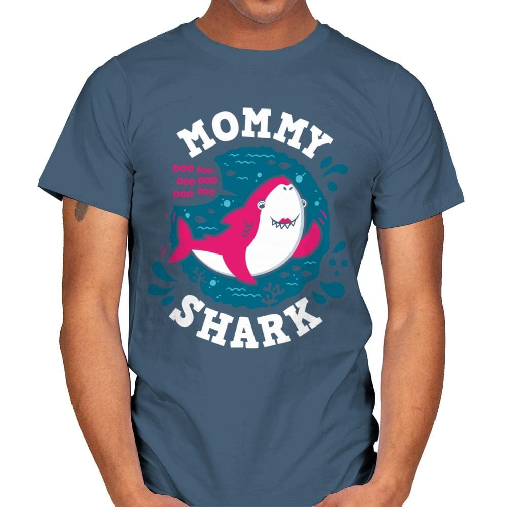 Mommy Shark - Mens T-Shirts RIPT Apparel Small / Indigo Blue