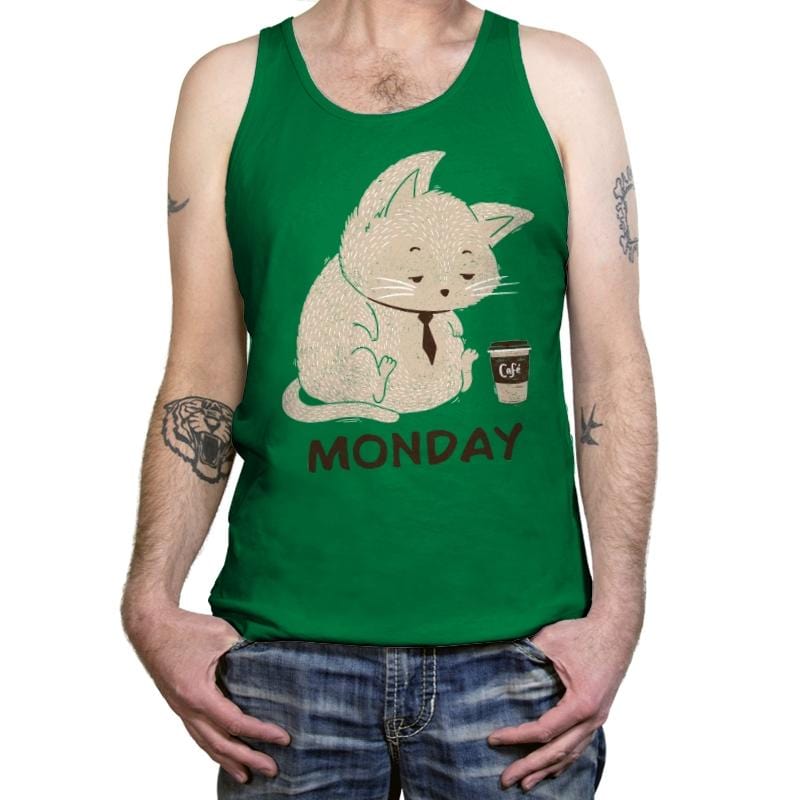 Monday Cat - Tanktop Tanktop RIPT Apparel X-Small / Kelly