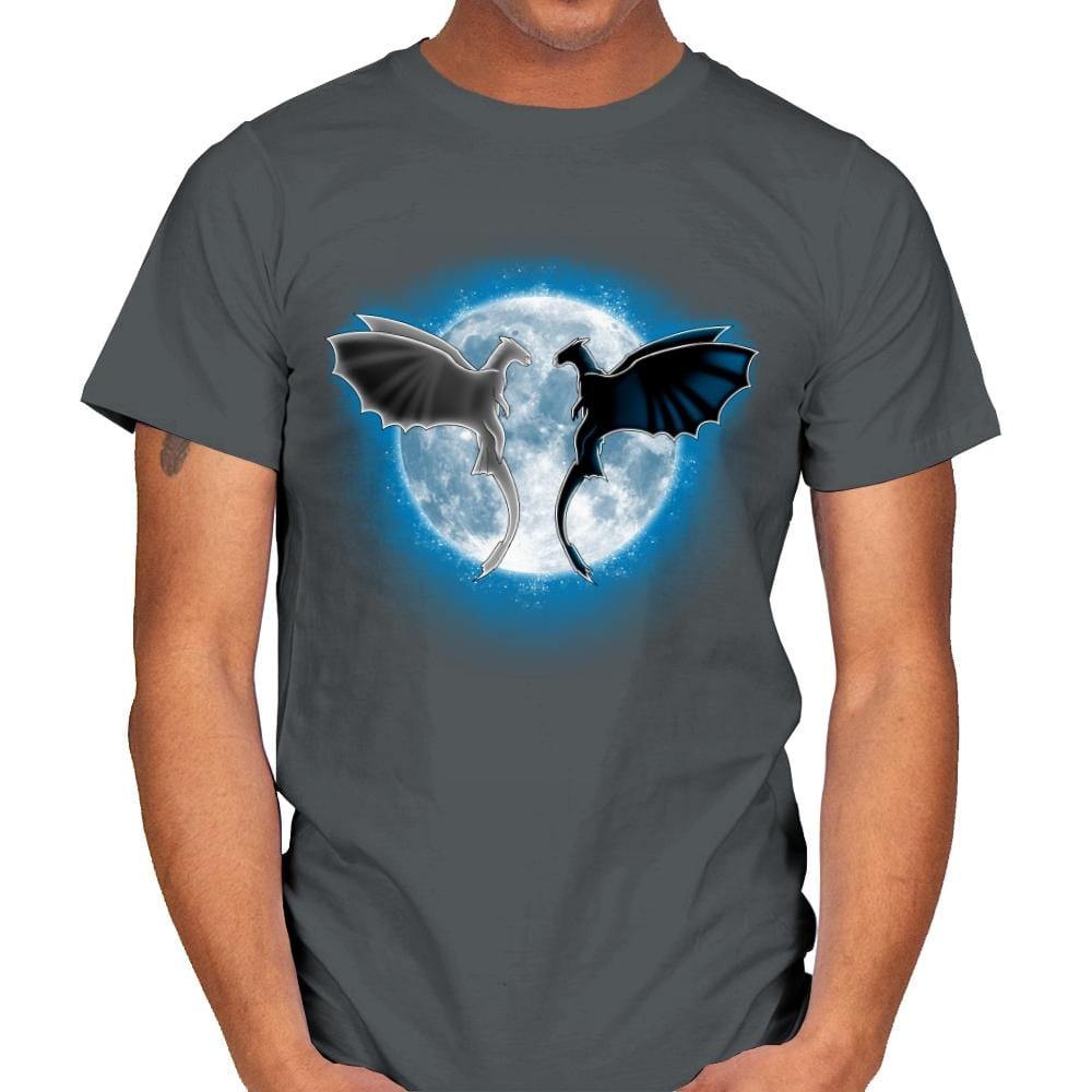 Moon Dragons - Mens T-Shirts RIPT Apparel Small / Charcoal