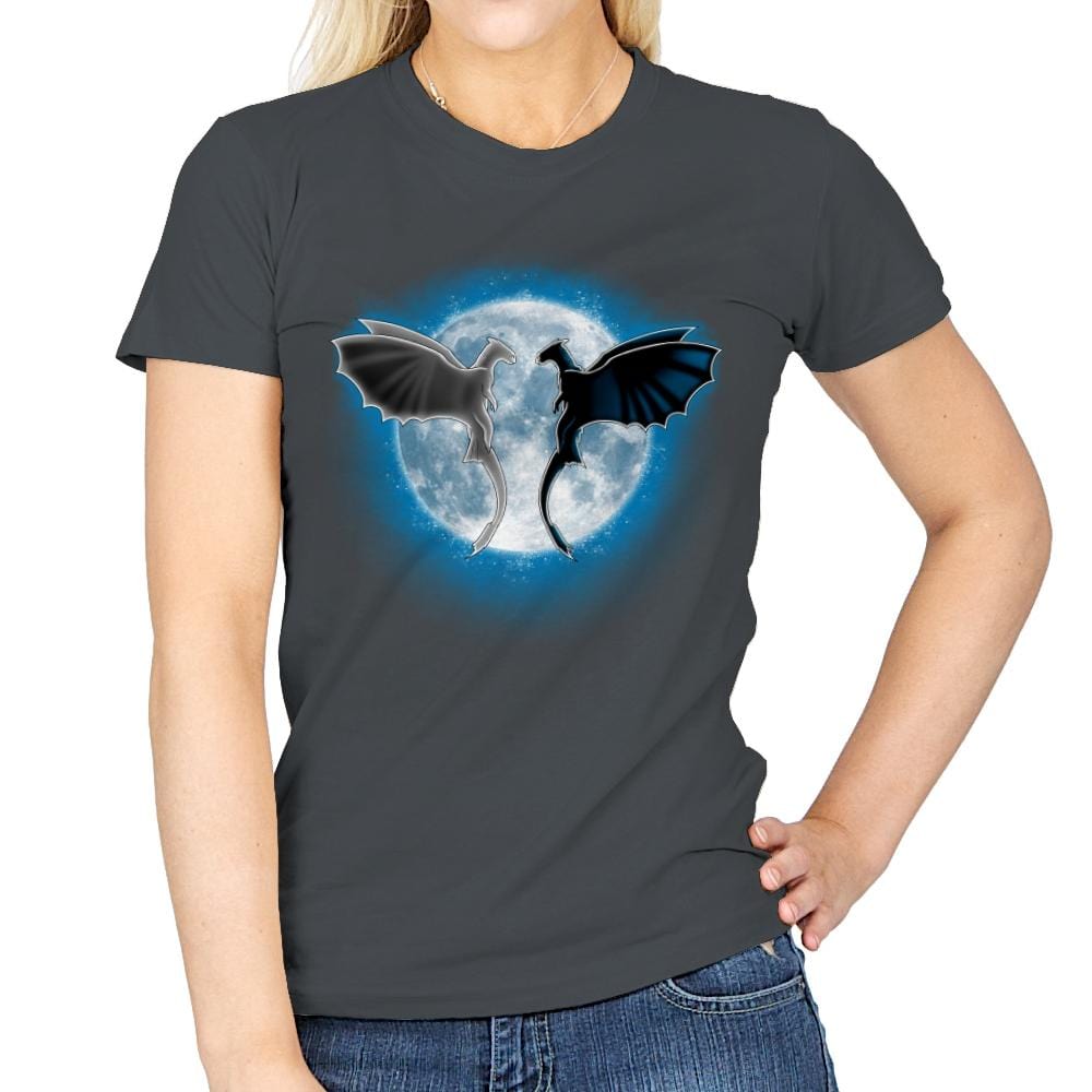 Moon Dragons - Womens T-Shirts RIPT Apparel Small / Charcoal