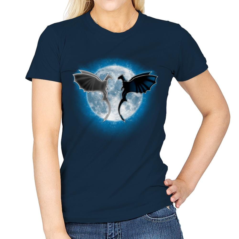 Moon Dragons - Womens T-Shirts RIPT Apparel Small / Navy