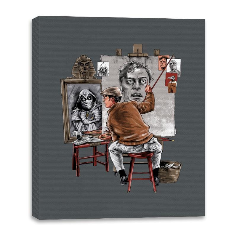 Moon Triple Self-Portrait - Canvas Wraps Canvas Wraps RIPT Apparel 16x20 / Charcoal