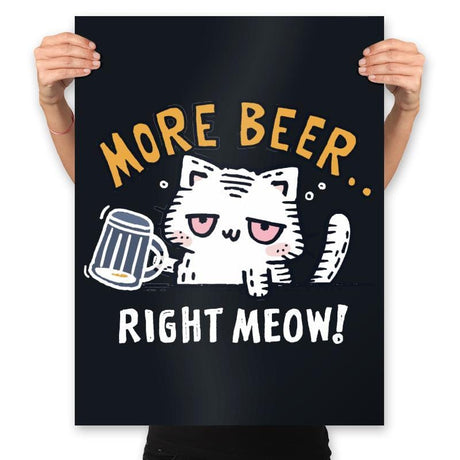 More Beer Right Meow - Prints Posters RIPT Apparel 18x24 / Black