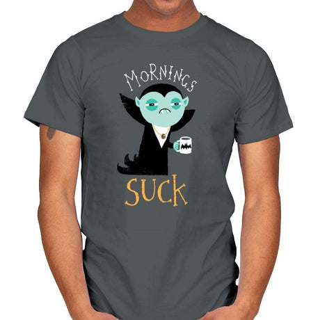 Mornings Suck - Mens T-Shirts RIPT Apparel Small / Charcoal