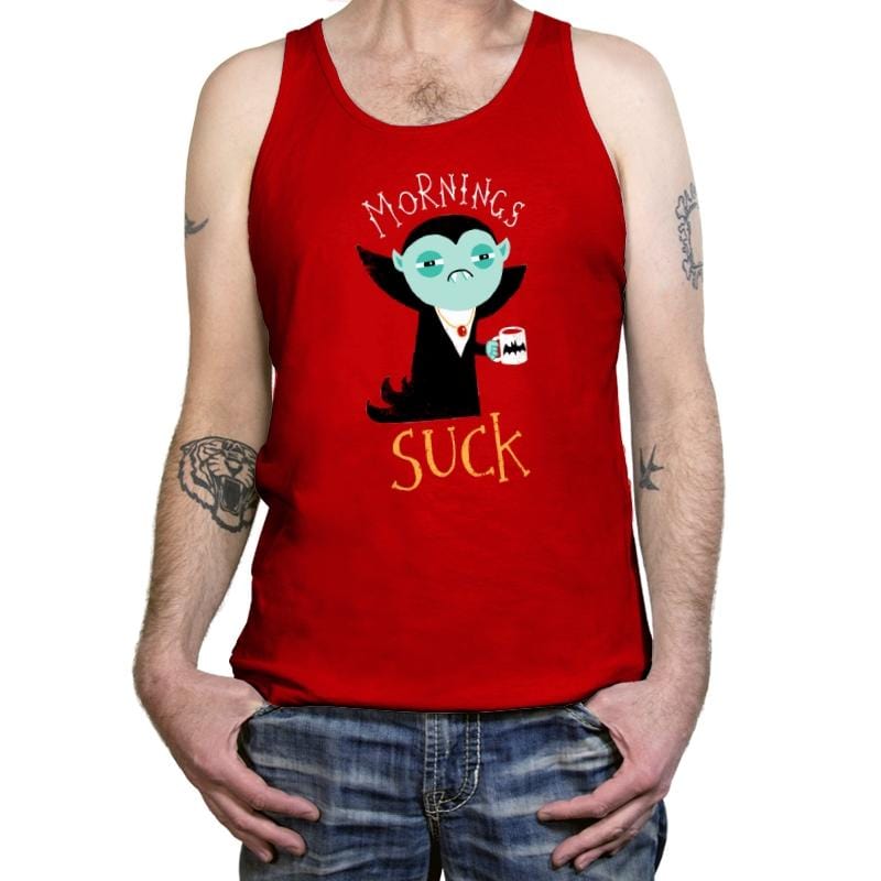 Mornings Suck - Tanktop Tanktop RIPT Apparel X-Small / Red