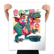 Mushroom Warrior & Dinosaur - Prints Posters RIPT Apparel 18x24 / White