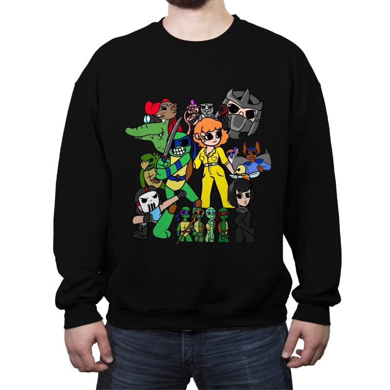 Mutant Turtles vs The World - Crew Neck Sweatshirt Crew Neck Sweatshirt RIPT Apparel Small / Black