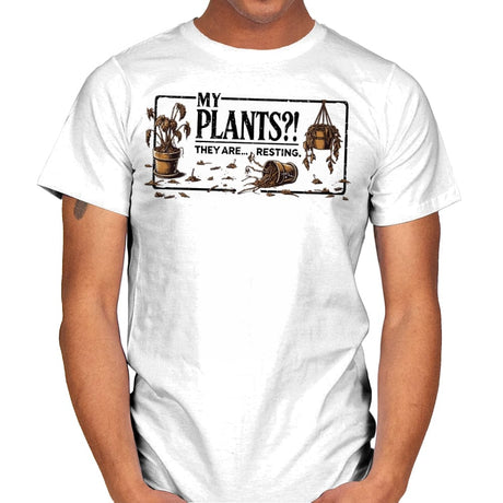 My Plants?! They Are... Resting. - Mens T-Shirts RIPT Apparel Small / White