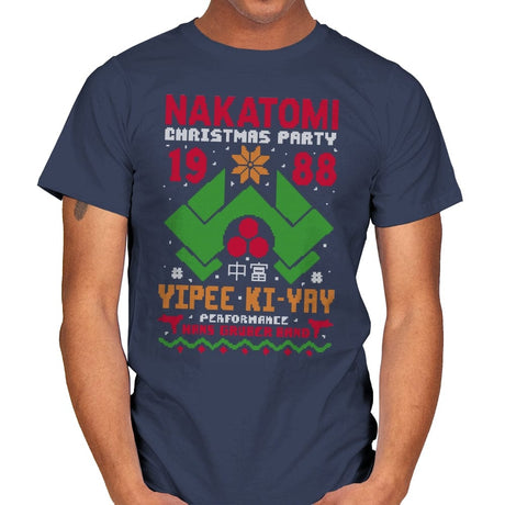 Nakatomi Christmas Party - Mens T-Shirts RIPT Apparel Small / Navy