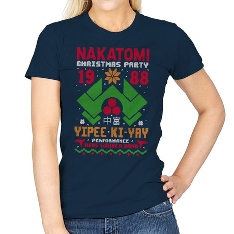 Nakatomi Christmas Party - Womens T-Shirts RIPT Apparel Small / Navy