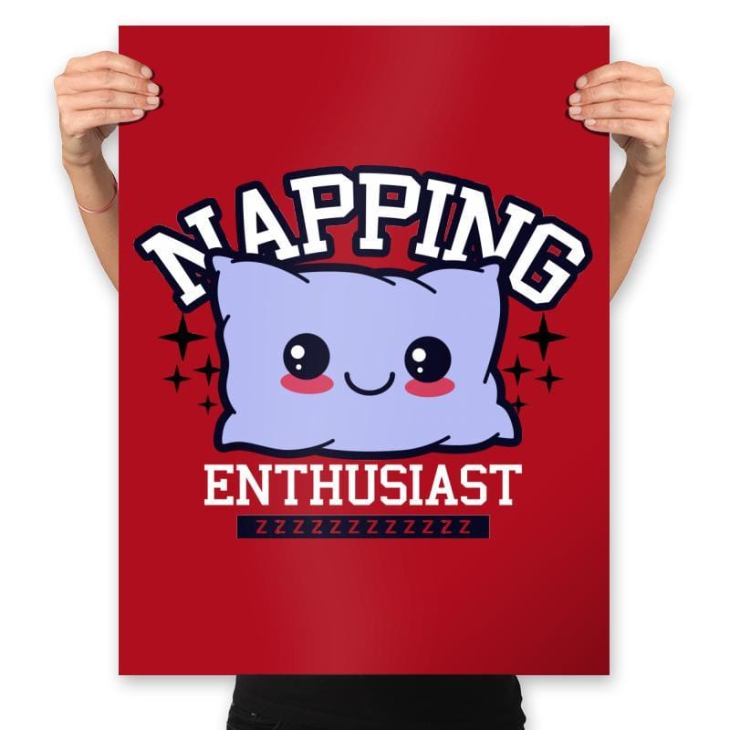 Napping Enthusiast - Prints Posters RIPT Apparel 18x24 / Red