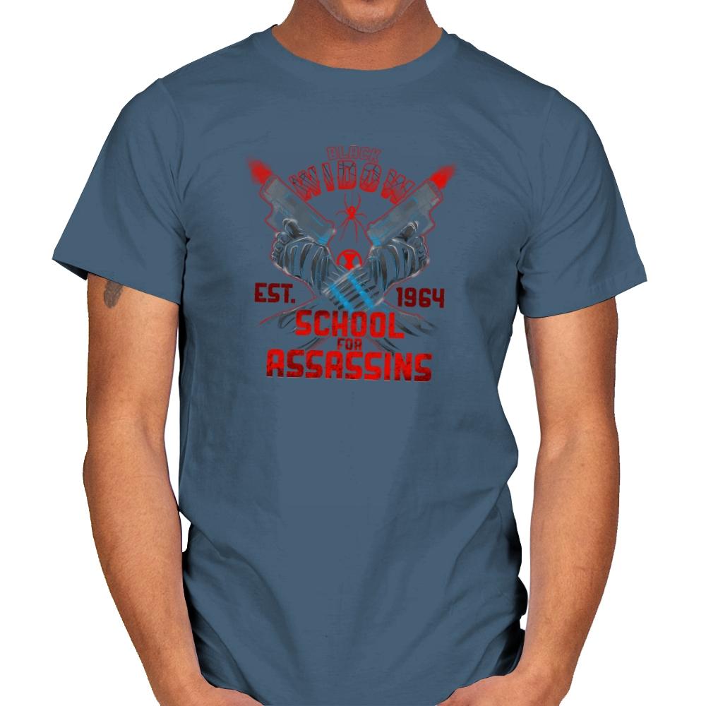 Nat's School for Assassins Exclusive - Mens T-Shirts RIPT Apparel Small / Indigo Blue