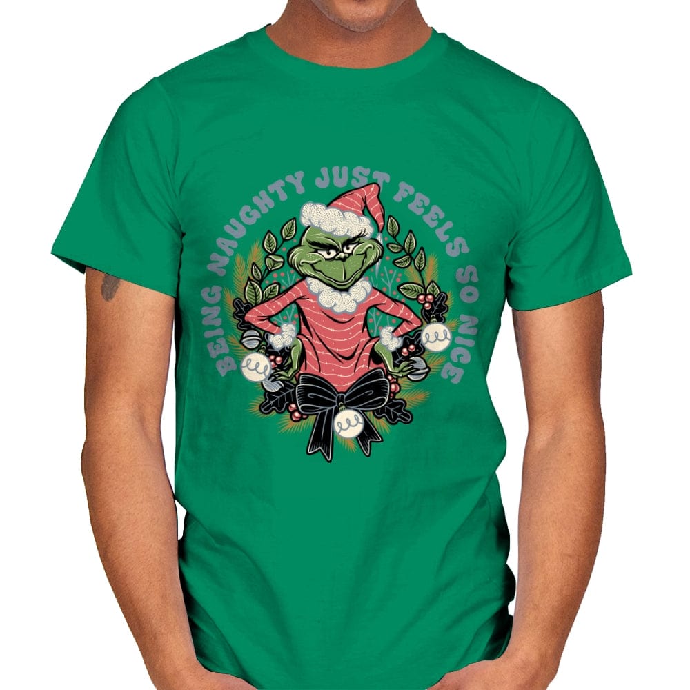 Naughty Grinch - Mens T-Shirts RIPT Apparel Small / Kelly