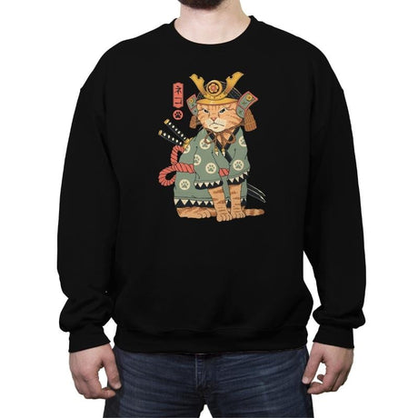 Neko Samurai - Crew Neck Sweatshirt Crew Neck Sweatshirt RIPT Apparel Small / Black