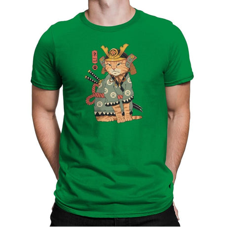 Neko Samurai - Mens Premium T-Shirts RIPT Apparel Small / Kelly