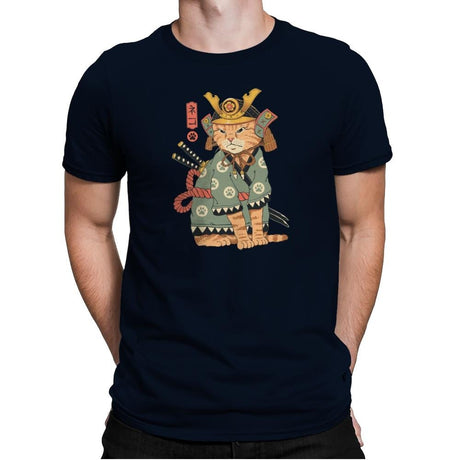 Neko Samurai - Mens Premium T-Shirts RIPT Apparel Small / Midnight Navy