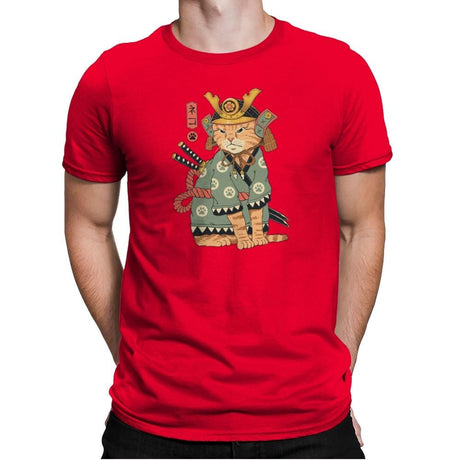 Neko Samurai - Mens Premium T-Shirts RIPT Apparel Small / Red