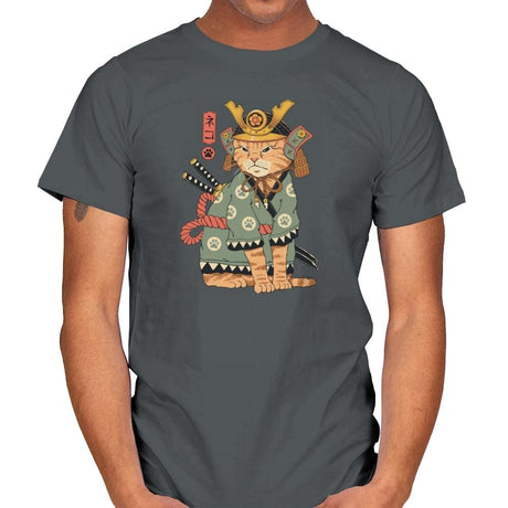 Neko Samurai - Mens T-Shirts RIPT Apparel Small / Charcoal