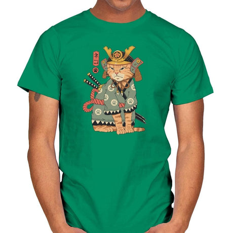 Neko Samurai - Mens T-Shirts RIPT Apparel Small / Kelly