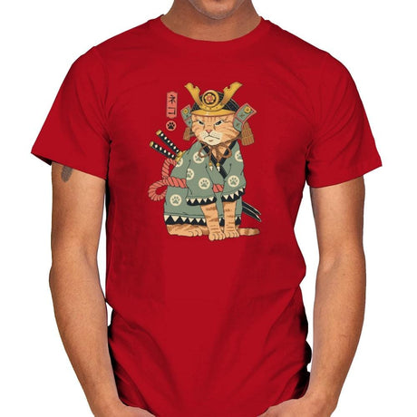 Neko Samurai - Mens T-Shirts RIPT Apparel Small / Red