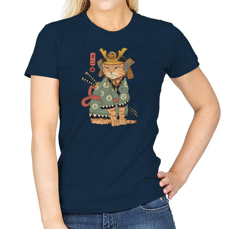 Neko Samurai - Womens T-Shirts RIPT Apparel Small / Navy