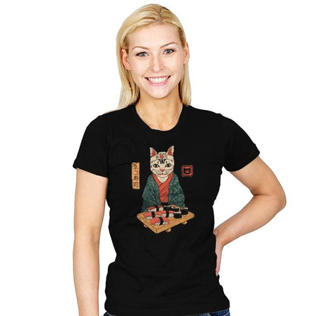 Neko Sushi Bar - Womens T-Shirts RIPT Apparel Small / Black