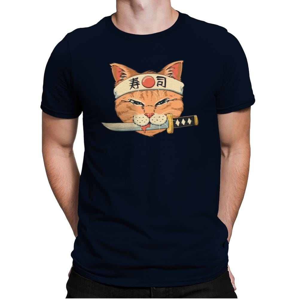 Neko Sushi Catana - Mens Premium T-Shirts RIPT Apparel Small / Midnight Navy