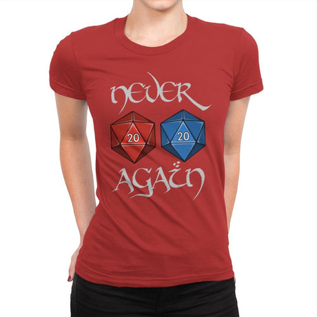 Never Again - Womens Premium T-Shirts RIPT Apparel Small / Red