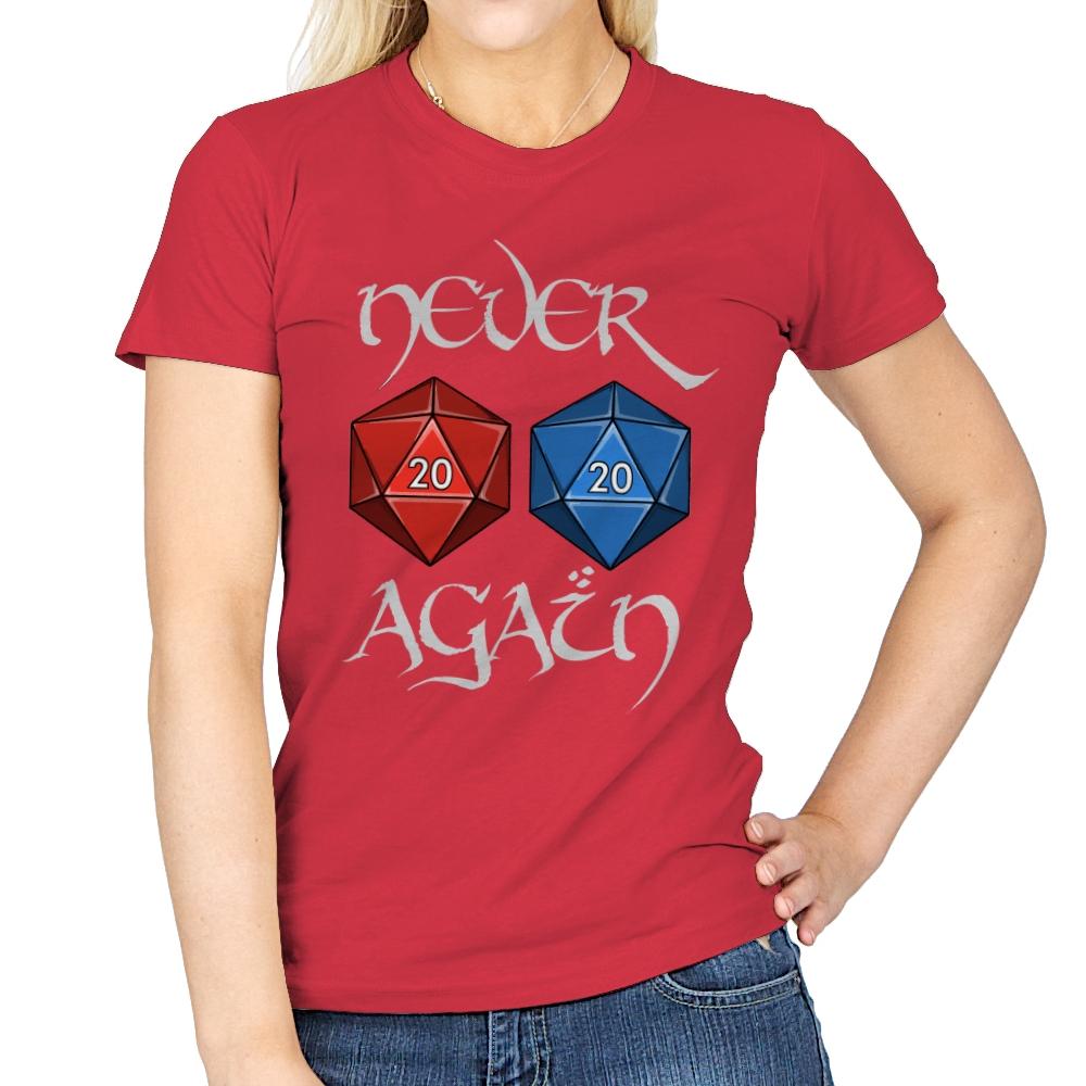 Never Again - Womens T-Shirts RIPT Apparel Small / Red