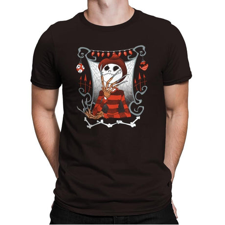 Nightmare In Pumpkin Land - Miniature Mayhem - Mens Premium T-Shirts RIPT Apparel Small / Dark Chocolate