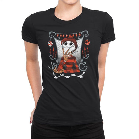 Nightmare In Pumpkin Land - Miniature Mayhem - Womens Premium T-Shirts RIPT Apparel Small / Black